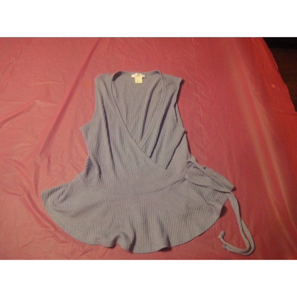 Glance‎ womens XL blue v-neck tank shirt top tie side wrap look